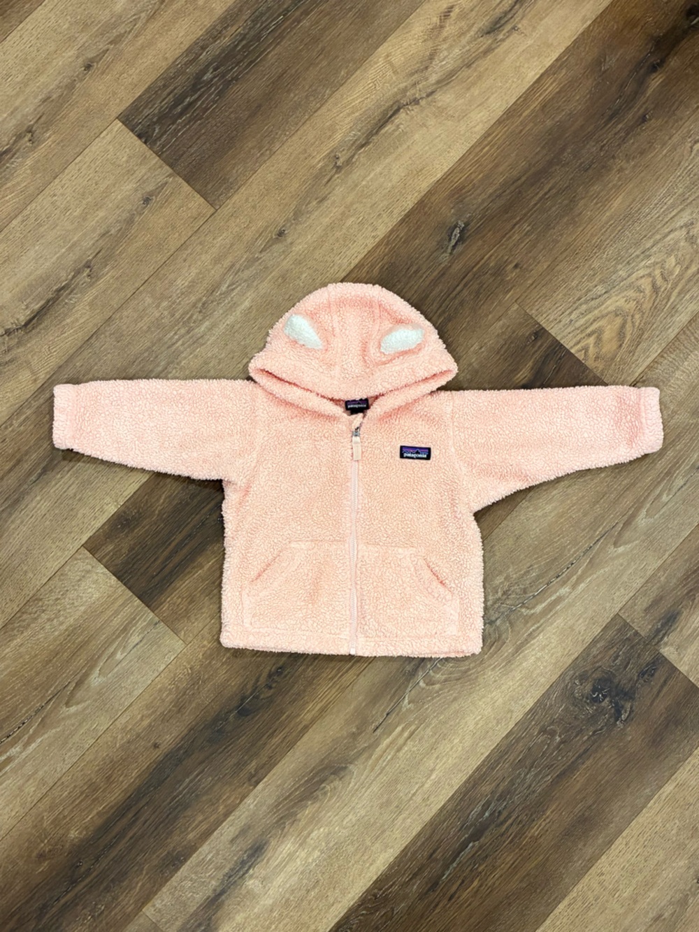 Patagonia Pink Sherpa Cat Ears Hoodie Jacket Coat Winter 12-18m